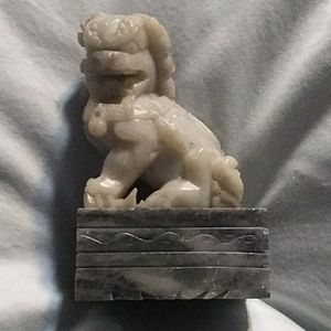 Vintage carved soap stone dog/ dragon statue